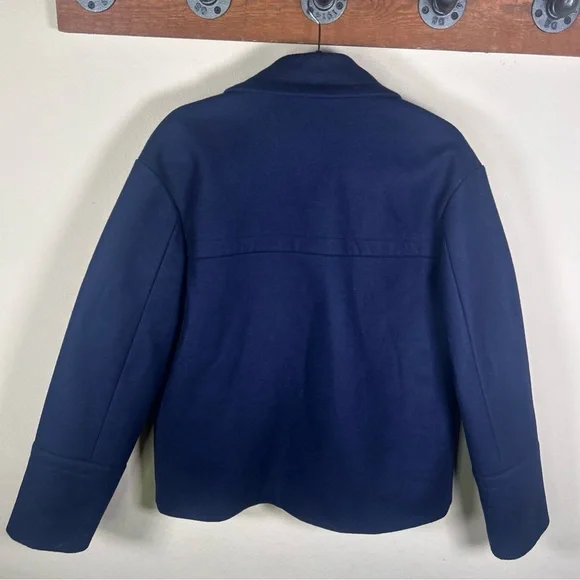 Women’s J Crew Melton Wool Luxury Peacoat Coat 10 Navy - Picture 3 of 6